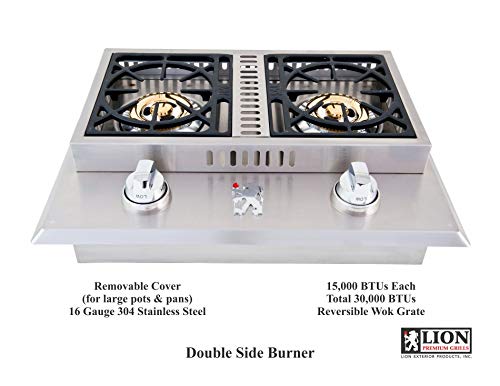 Lion 40-Inch Natural Gas Grill L90000 with 4 Ceramic Tubes w/ Flame Tray and Door and Drawer Combo and Double Side Burner and Refrigerator and 5 in 1 BBQ Tool Set Best of Backyard Gourmet Package Deal