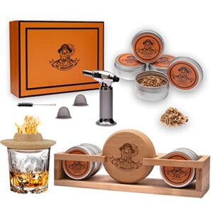 Old Fashioned Cocktail Smoker Kit with Torch & Bar Stand - Whiskey Smoker Kit Gifts for Men - Smoked Cocktail Kit - Drink Smoker for Whiskey & Bourbon Smoker Kit - Drink Smoker Infuser Kit (NO BUTANE)