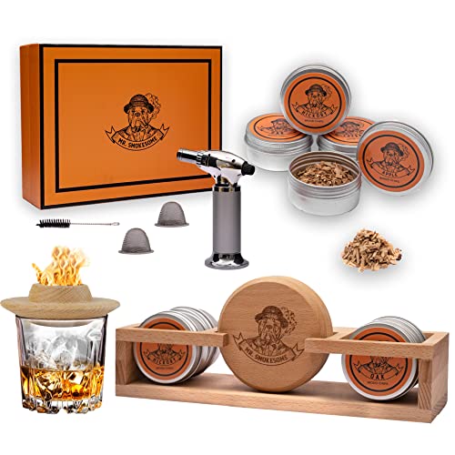 Old Fashioned Cocktail Smoker Kit with Torch & Bar Stand - Whiskey Smoker Kit Gifts for Men - Smoked Cocktail Kit - Drink Smoker for Whiskey & Bourbon Smoker Kit - Drink Smoker Infuser Kit (NO BUTANE)