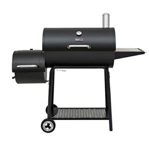 royal gourmet cc1830m 30-inch barrel charcoal grill with offset smoker, 811 square inches, outdoor backyard, patio and parties, black