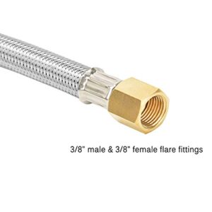 only fire 12 Ft Propane Hose Extension with 3/8" Female Flare on Both Ends, Stainless Braided Propane Gas Line Pipe for RV, Gas Grill, Fire Pit, Heater,Propane Tank,etc.