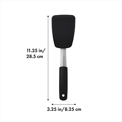 OXO Good Grips 9-Inch Tongs with Silicone Heads & Good Grips Small Silicone Flexible Turner Black