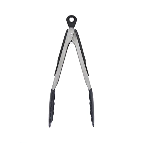 OXO Good Grips 9-Inch Tongs with Silicone Heads & Good Grips Small Silicone Flexible Turner Black