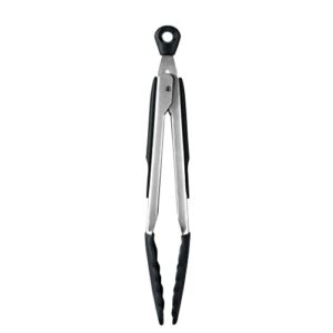 OXO Good Grips 9-Inch Tongs with Silicone Heads & Good Grips Small Silicone Flexible Turner Black