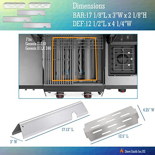 Tombili 17" Flavorizer Bars and Heat Deflector Replacement for Weber Genesis II Grill Parts, Fits Genesis II 200 Series E210 S210 LX E240 LX S240.