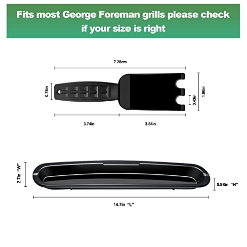 Bonnary Replacement Drip Tray Pan Grease Catcher for George Foreman 14.5"，Easy to Clean Grill Grease Tray Tray for George Foreman Grill Parts，Grill Spatula Scraper for George Foreman Indoor Grills