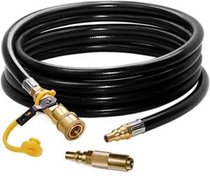 dozyant 12ft rv propane quick connect hose and conversion fitting for blackstone 17inch and 22inch table top griddle – 1/4 inch safety shutoff valve & male full flow plug