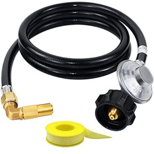 5 feet low pressure propane regulator hose,qcc1 universal grill regulator replacement parts with 90 degree elbow adaptor for 17″ and 22″ blackstone tabletop camper grill