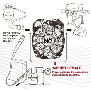 NO WORRIEZ 100,000 BTU Safety Automatic Outdoor BBQ Shut Off 3/8'' NPT Mechanical Structure Gas Timer for Propane Grill and Natural Gas Grill