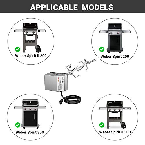 onlyfire Stainless Steel Rotisserie Kit Fits for Weber 7659 Spirit and Spirit II 200/300 Series Gas Grill