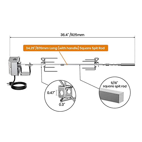 onlyfire Stainless Steel Rotisserie Kit Fits for Weber 7659 Spirit and Spirit II 200/300 Series Gas Grill