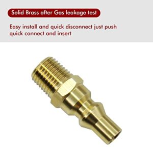 MENSI Propane Gas Quick Connect Adapter 1/4" NPT Full Flow Brass Male Plug Kit for RV Portable BBQ