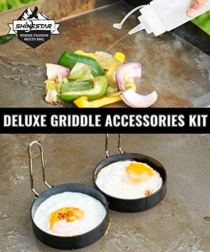 Commercial-Grade Griddle Accessories Kit for Blackstone - Spatulas, Scraper, Cheese Melting Dome, Egg Rings, Bottles, and More for Indoor/Outdoor Cooking on Flat Top Grills