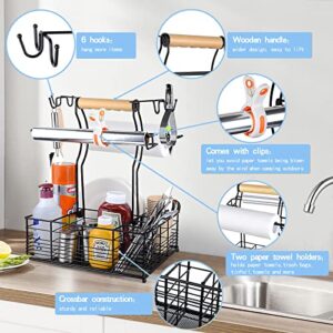 DGD BBQ Grill Caddy, Outdoor Kitchen Accessories for Camper, Condiment Organizer with Paper Towel Holders, Utensil Caddy for Storage of Picnic Supplies and Condiments, Camper Must Haves, Camping Gifts