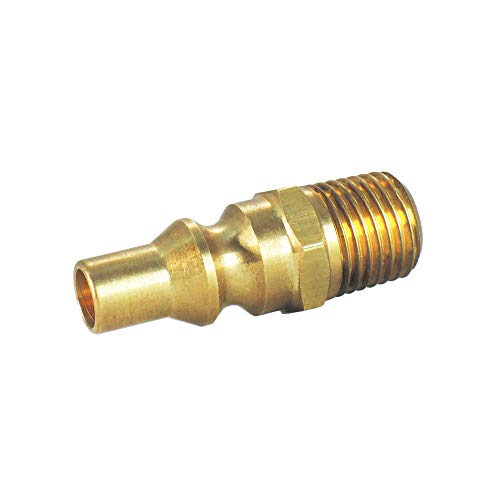 NIGO Industrial Co. Propane/Nature Gas 1/4 Inch Quick Connect/Disconnect Full Flow Plug, Male NPT Thread Adapter (100% Solid Brass)