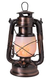 venforze rechargable flame light led vintage lantern, antiqued copper flickering lantern, 2 lighting mode white and flame effect, decorative hanging/table top hurricane lanterns for outdoor indoor