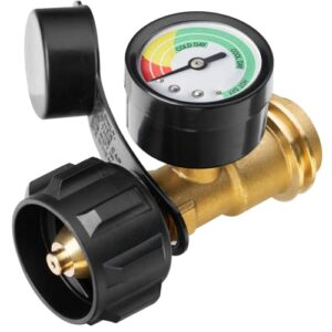 calpose propane tank gauge, 3 colors coded universal for cylinder, grill, heater, rv camper and more, 5-40 pound lp tank gas level indicator, qcc1 / type 1 connection