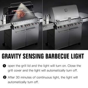 Grill Light, Barbecue Heat-Resistant Round Handle Light with Gravity Sensor, Handle Diameter of 1.25in, Applicable to BBQ