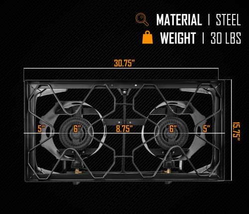 Concord Double Propane Burner, Outdoor 2 Burner Camping Stove for Cooking / Home Brewing / Making Sauce
