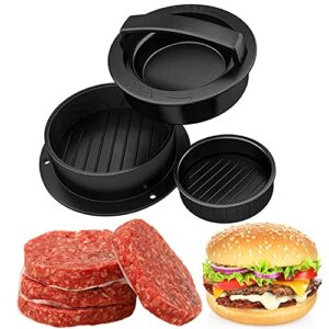 hamburger patty maker, 3 in 1 burger press, non-stick burger press patty maker, smash burger press, slider burger beef meat mold for cooking stuffed hamburger, beef burger, sliders, bbq grilling