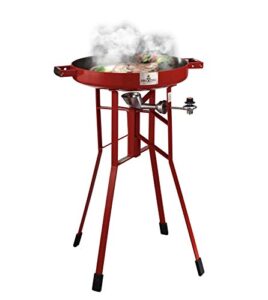 the original firedisc 36” tall propane cooker | single burner propane stove | outdoor burner with wok | propane gas burner for outdoor cooking | propane burner for camping | 41 x 33 x 6 inches | red