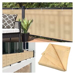 albn balcony screen privacy protection outdoor shading net windshield uv protection hdpe tear resistant with rope & cable ties, height 1.1m/1.4m (color : beige, size : 140x300cm)