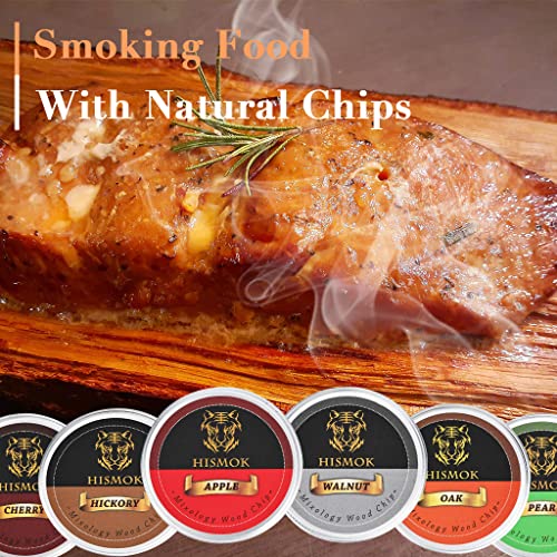 Wood Chips for Cocktail Smoker by HISMOK - 6PCS Smoked Drink Smoker Wood Chips - Cherry, Apple, Oak, Pear, Hickory, and Walnut Smoking Chips for Cocktail Bourbon Whiskey Smoker