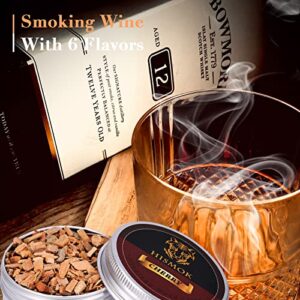 Wood Chips for Cocktail Smoker by HISMOK - 6PCS Smoked Drink Smoker Wood Chips - Cherry, Apple, Oak, Pear, Hickory, and Walnut Smoking Chips for Cocktail Bourbon Whiskey Smoker