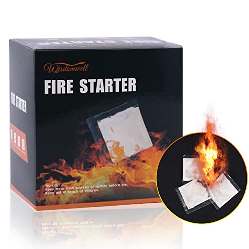 WISDOMWELL Fire Starter - Pack of 100 Fire Starters, All-Purpose Indoor & Outdoor Firestarter, for Charcoal Starter, Campfire, Fireplace, Firepit, Smoker - Water Resistant and Odorless