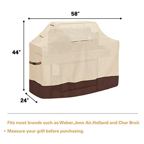 Vailge Grill Cover,58-inch Waterproof BBQ Cover,600D Heavy Duty Gas Grill Cover, UV & Dust & Rip & Fading Resistant,Suitable for Weber, Brinkmann, Char Broil Grills and More,Beige