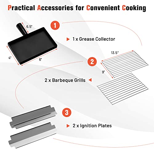 Happygrill Portable Gas Grill Two-Burner Folding Tabletop Barbecue Grill with Built-in Thermometer, Dual Control Knobs, Propane Grill for Outdoor Cooking Backyard Camping Picnic, 20000 BTU