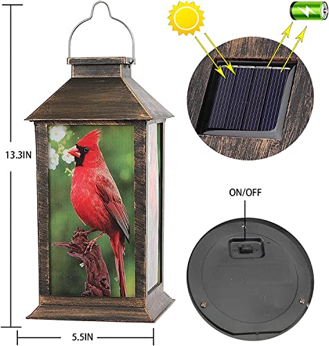 KYAYE Hanging Solar lamp PVC Outdoor Waterproof LED lamp Retro Style red Bird lamp, Garden Wedding Family Decoration Pendant lamp or Table lamp (1 Pack)