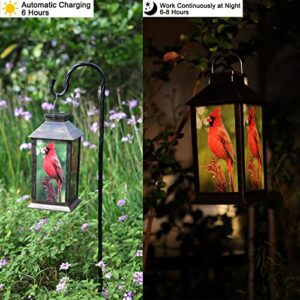 KYAYE Hanging Solar lamp PVC Outdoor Waterproof LED lamp Retro Style red Bird lamp, Garden Wedding Family Decoration Pendant lamp or Table lamp (1 Pack)