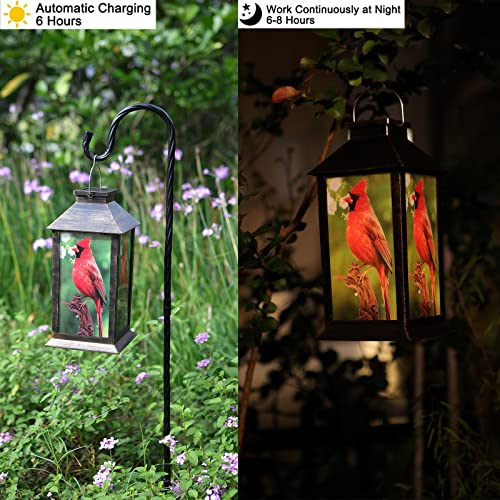 KYAYE Hanging Solar lamp PVC Outdoor Waterproof LED lamp Retro Style red Bird lamp, Garden Wedding Family Decoration Pendant lamp or Table lamp (1 Pack)