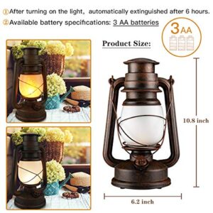 2 Pack LED Vintage Battery Lanterns Decorative, Christmas Decor Outdoor Hanging Waterproof Lantern, Dancing Flame Home Decor Night Lights Battery Operated with 2 Mode Lights for Garden Party Decor