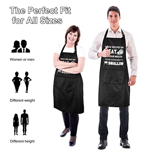 GLHMOGM Funny BBQ Cooking Bib 2 Pockets Gift Father Husband Chef Apron, Black, One Size