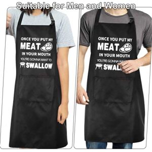 GLHMOGM Funny BBQ Cooking Bib 2 Pockets Gift Father Husband Chef Apron, Black, One Size