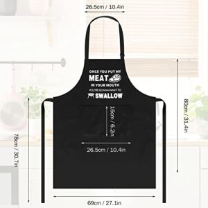 GLHMOGM Funny BBQ Cooking Bib 2 Pockets Gift Father Husband Chef Apron, Black, One Size