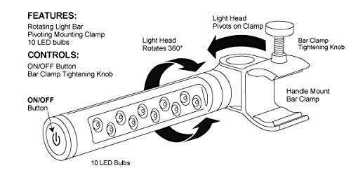 Barbecue Grill Light BBQ Grill Light- Battery Operated Led BBQ Light Aluminum Clamp Barbeque Grill Light - Cooking Light for Outdoor Grilling One of The Best Grill Accessories - BBQ Lights