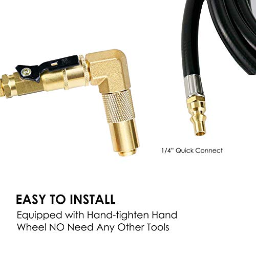Uniflasy Quick-Connect RV Propane 12 Ft Hose with 90 Degree Elbow Adapter Fitting for Blackstone 17"/22" Griddle or RV Trailer, Camper Gas Grill Conversion 1/4" Quick Connect and Shutoff Valve Kit