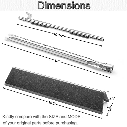 69785 Grill Burner &7635 Flavorizer Bars Grill Replacement Parts for Weber Spirit 200 I & II 200, Spirit E-210 E-220 S-210 S-220 Series with Front Controls, 15.3 Inch Gas Grill Kit for Weber 3Pack