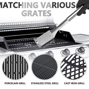 SEETEN Grill Brush and Scraper with 1 Reusable Cleaning Gloves-Safe&Strong 16 inch Stainless Steel Grill Cleaning Brush no Wire Bristles Fall Off-Nice Grill Accessories Gift