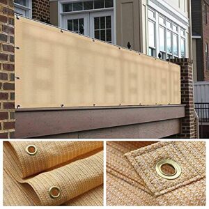 albn balcony privacy screen windshield sunshade with rope and cable ties, 100% hdpe garden balcony cover, 48 sizes (color : beige, size : 150x500cm)