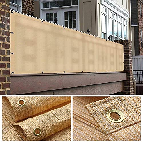 ALBN Balcony Privacy Screen Windshield Sunshade with Rope and Cable Ties, 100% HDPE Garden Balcony Cover, 48 Sizes (Color : Beige, Size : 150x500cm)