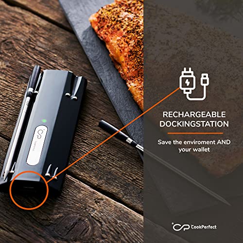 CookPerfect Pro | Unlimited Range | WiFi & Bluetooth Meat Thermometer | Wireless Meat Thermometer for Grilling and Smoking | for The Oven, Grill, Kitchen, BBQ, Smoker, Rotisserie (1 Probe Included)