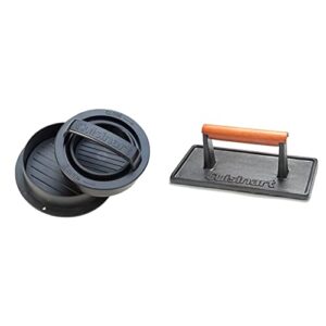 cuisinart burger press bundle – 3-in-1 stuffed burger press (black) & cast iron grill press (wood handle)