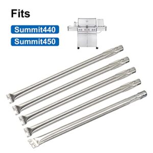 Plowo 67555 Burner Tube for Weber Summit 440 450 Gas Grills, Grill Replacement Parts for Weber Summit Grill Burner Tubes, 5 Pack