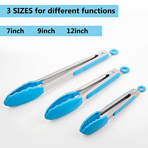Stainless Steel Kitchen Locking Food Tongs Set, tongs for cooking with Silicone Tips, kitchen tongs with silicone tips-Slip Grip, silicone tongs for cooking