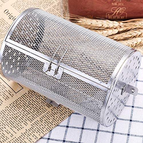 Falytemow Stainless Steel Rotisserie Grill Roaster Drum Oven Basket Oven Roast Baking Rotary for Peanut Dried Nut Coffee Beans BBQ 5.51 x 10.43 inch (14x26.5cm)