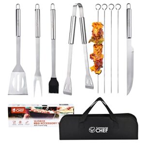 commercial chef bbq grill accessories for outdoor grill – bbq grill set for men – grilling accessories – bbq accessories – grilling gifts for men – weber grill kit – bbq set – grilling tools – 10pc